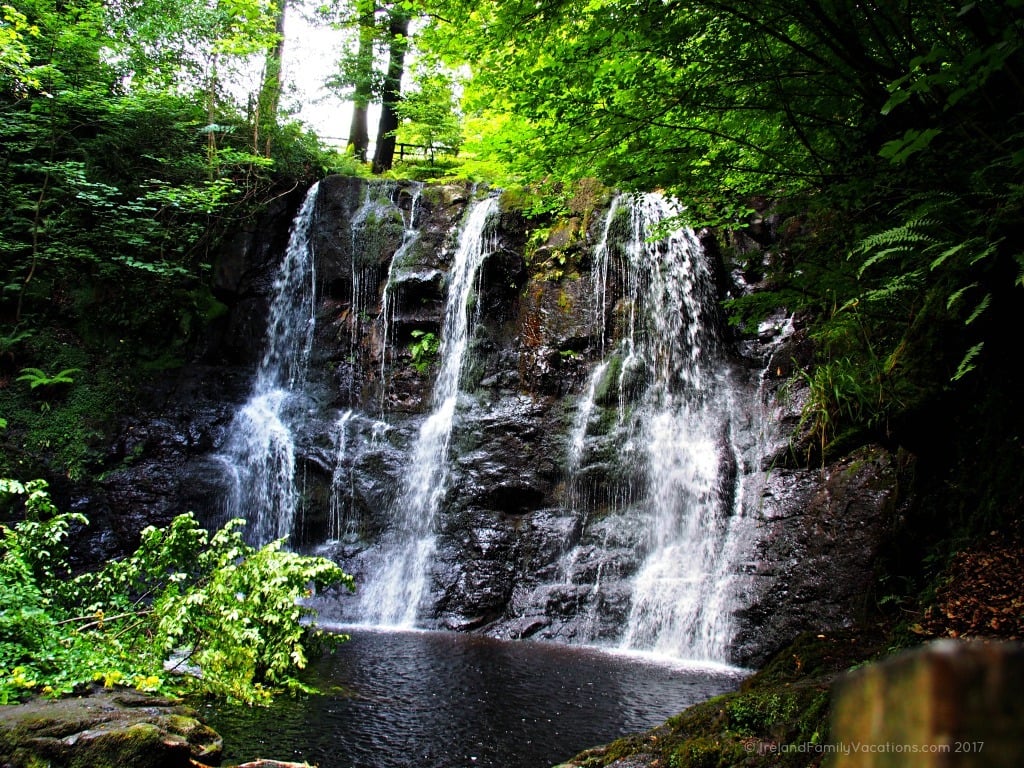 Waterfall in Glenariff Forest Park in the Glens of Antrim, a short detour from Northern Ireland's Causeway Coastal Route. Ireland travel tips | Ireland vacation | IrelandFamilyVacations.com