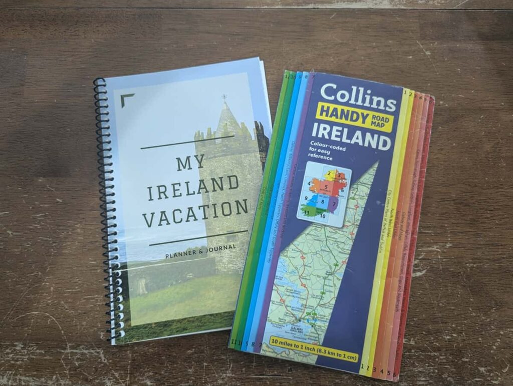 Ireland driving map and Ireland vacation planner with journal